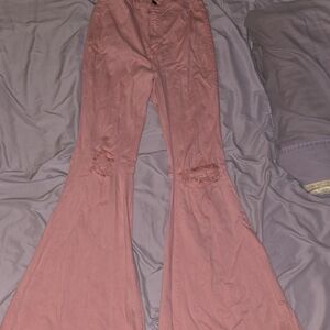 Vibrant Flare Jeans in Dusty Rose
